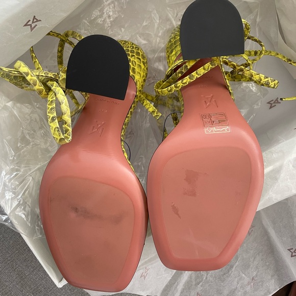 Amina Muaddi Zula Lime Yellow Snakeskin PVC - Picture 5 of 12